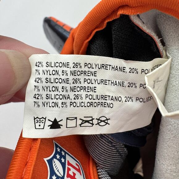 Denver Broncos Football Gloves Mens 3XL Orange Blue NFL Nike Receiver Team Logo - Picture 5 of 5